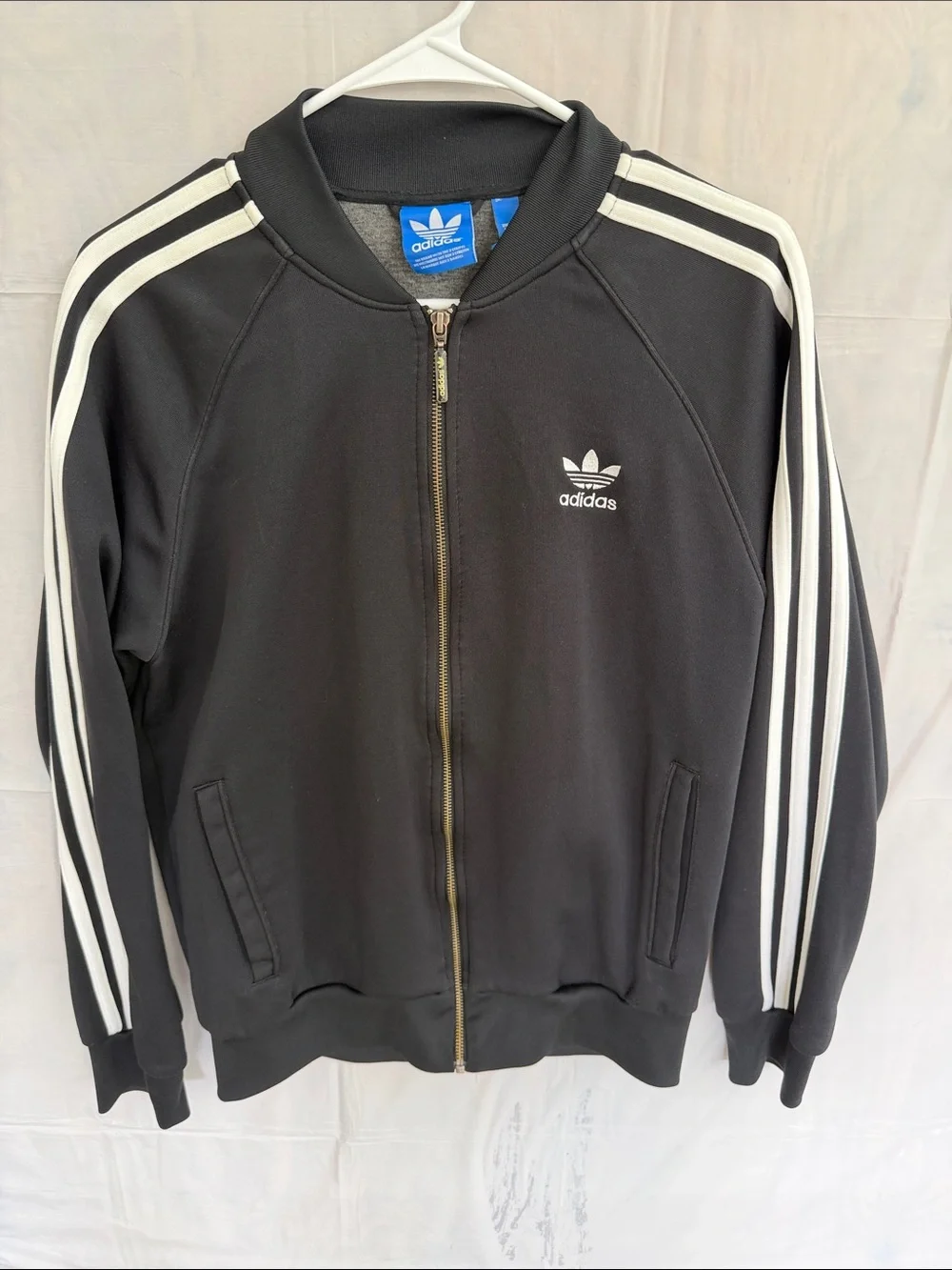 adidas Black Track Jacket with White Three Stripes Vintage
